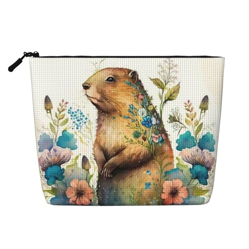 Nerdy Hamster Reise-Make-up-Tasche mit großer Kapazität für Damen, wasserdichte, einlagige, tragbare Kosmetiktasche aus Hanfimitat mit Reißverschluss, Kosmetik-Organizer-Tasche von KWQDOZF