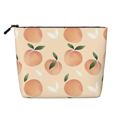 Nice Peaches Große Reise-Make-up-Tasche für Damen, wasserdichte, einlagige, tragbare Kosmetiktasche aus Hanfimitat mit Reißverschluss, Kosmetik-Organizer-Tasche von KWQDOZF