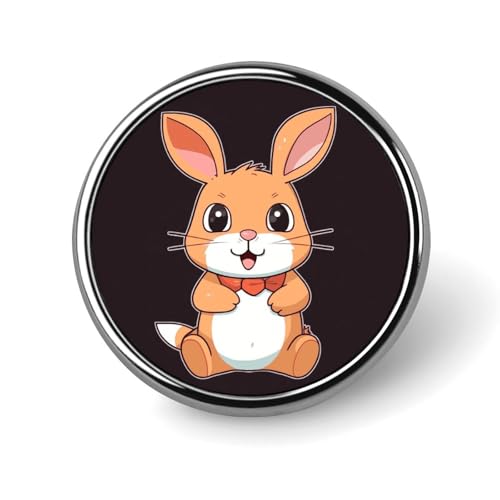 Niedliche Cartoon-Kaninchen-Abzeichen, dekorativ, langlebige runde Abzeichen aus Aluminiumlegierung, leichte Knopfbrosche für Hemden, Jacken, Hüte, Uniformen, 2,5 cm von KWQDOZF