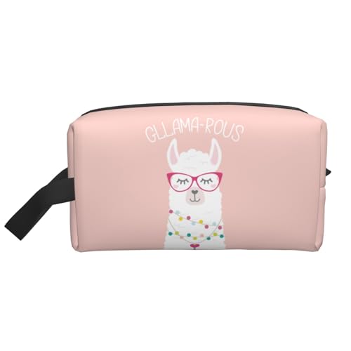 Niedlicher Lama-Reise-Kulturbeutel Niedlicher Lama-Reise-Make-up-Beutel mit großem Fassungsvermögen und Reißverschluss Tragbarer Reise-Kulturbeutel in mehreren Stilen, Geschenkidee für Männer und Frau von KWQDOZF