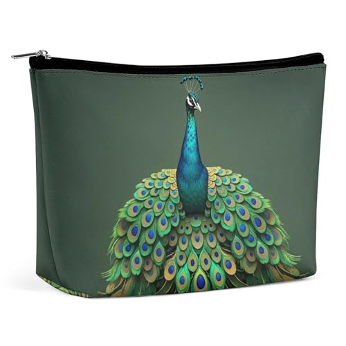 Pfau mit Quasten, Make-up-Tasche für Frauen, tragbar, wasserdicht, ästhetisch, tragbar, für Reisen und Arbeit von KWQDOZF