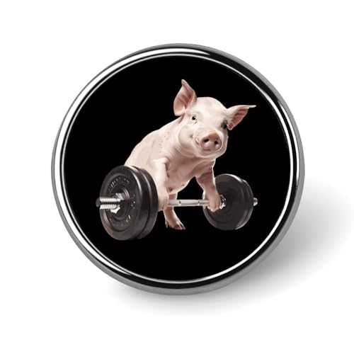 Piggy Gym Krafttraining Runde Brosche Anstecknadel Knopf Revers Krawatte Abzeichen Hut Kleidung Zubehör für Männer Frauen von KWQDOZF