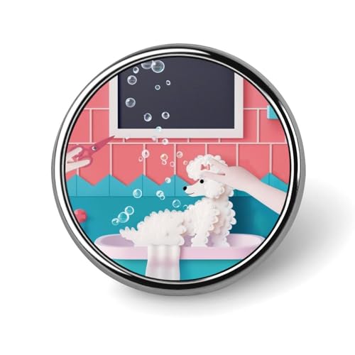 Poodle Bathing Round Brooch Pin Badge Lapel Tie Pin for Women Men Office Worker Teacher Decor Poodle Bathing Round Brooch Pin Badge Lapel Tie Pin for Women Men Office Worker Teacher Decor von KWQDOZF