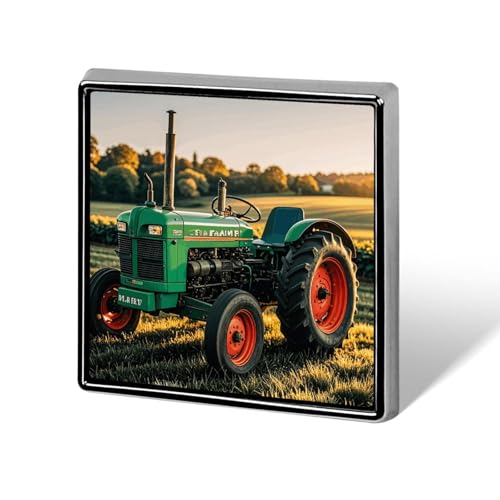 Quadratische Brosche aus Aluminiumlegierung, Anstecknadeln, Firmen-Ackerschlepper, modische Anstecker, Dekoration für Männer und Frauen, Rucksäcke, Kleidung, Jacken, Geschenk von KWQDOZF