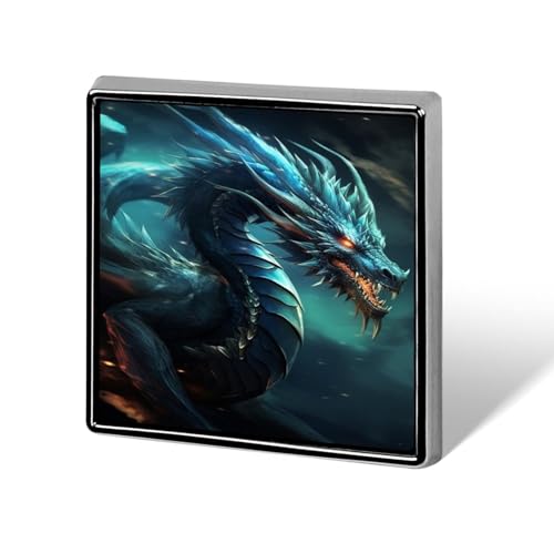 Quadratische Brosche aus Aluminiumlegierung, Anstecknadeln mit Drachenmotiv, modische Anstecker, Dekoration für Männer und Frauen, Rucksäcke, Kleidung, Jacken, Geschenk von KWQDOZF