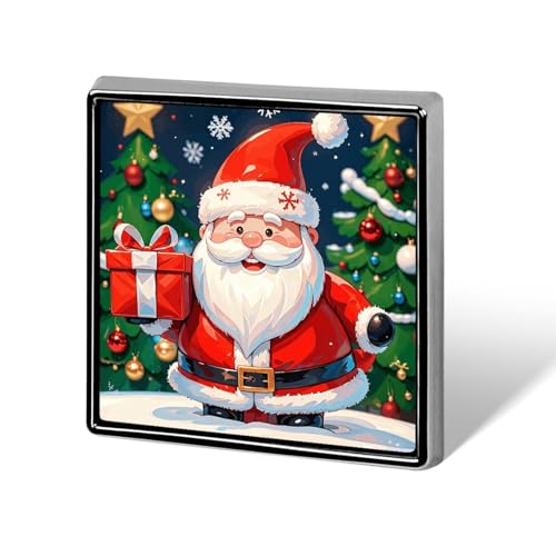 Quadratische Brosche aus Aluminiumlegierung, Anstecknadeln mit dem Motiv „Frohe Weihnachten, Weihnachtsmann, modische Anstecknadeln, Dekoration für Männer und Frauen, Rucksäcke, Kleidung, Jacken, Gesc von KWQDOZF