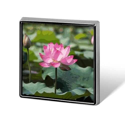 Quadratische Brosche aus Aluminiumlegierung, Lotusblumen, Revers, modische Anstecker, Dekoration für Männer und Frauen, Rucksäcke, Kleidung, Jacken, Geschenk von KWQDOZF