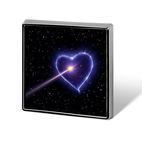 Quadratische Brosche aus Aluminiumlegierung, Sternschnuppen-Herz-Revers, modische Anstecker, Dekoration für Männer und Frauen, Rucksäcke, Kleidung, Jacken, Geschenk von KWQDOZF