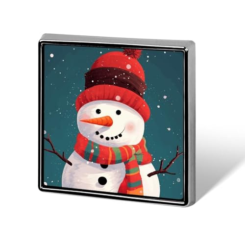 Quadratische Brosche aus Aluminiumlegierung, Weihnachts-Schneemann-Revers, modische Anstecker, Dekoration für Männer und Frauen, Rucksäcke, Kleidung, Jacken, Geschenk von KWQDOZF