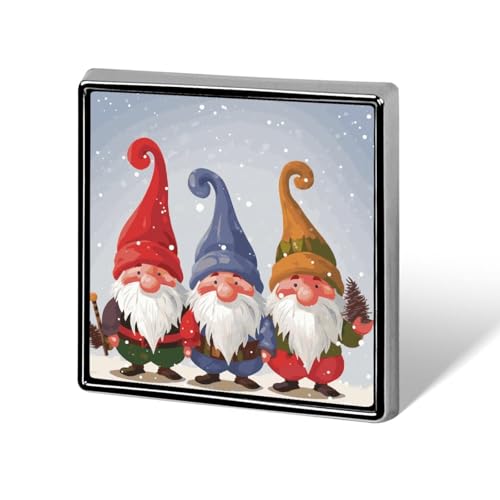 Quadratische Brosche aus Aluminiumlegierung, Weihnachts-Winterzwerge, Revers, modische Anstecker, Dekoration für Männer und Frauen, Rucksäcke, Kleidung, Jacken, Geschenk von KWQDOZF