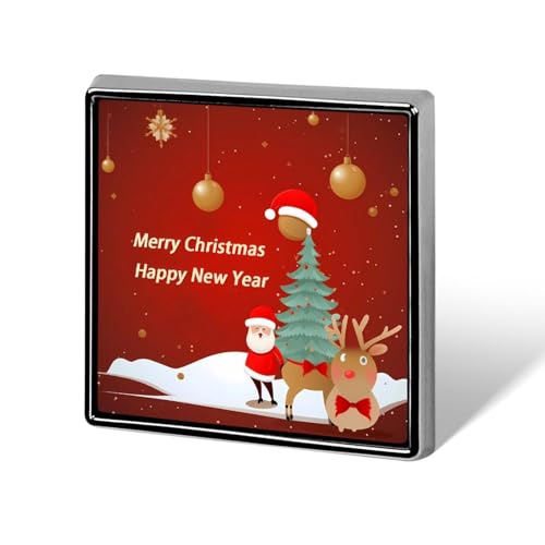 Quadratische Brosche aus Aluminiumlegierung mit der Aufschrift „Frohe Weihnachten und ein glückliches neues Jahr, modische Anstecknadeln, Dekoration für Männer und Frauen, Rucksäcke, Kleidung, Jacken, von KWQDOZF
