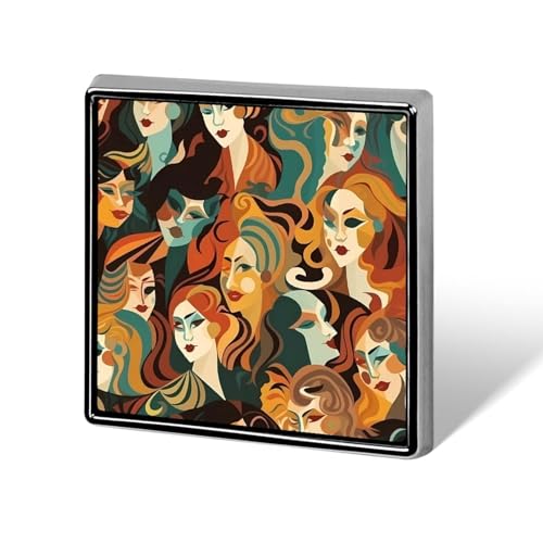 Quadratische Brosche aus Aluminiumlegierung mit verschiedenen Gesichtern, Revers, modische Anstecker, Dekoration für Männer und Frauen, Rucksäcke, Kleidung, Jacken, Geschenk von KWQDOZF