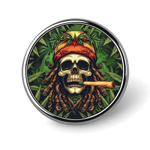 Rasta Jamaika Totenkopf Weed Runde Anstecknadel Trendy Lustige Revers Brosche Anstecknadel Krawattennadel Abzeichen Zubehör für Männer Frauen von KWQDOZF