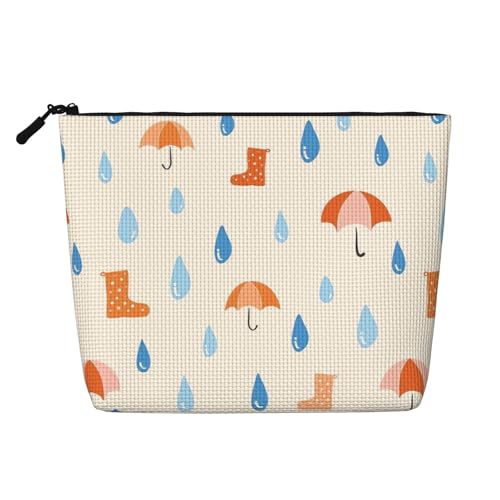 Regen-Make-up-Tasche, Reisetasche mit großem Fassungsvermögen für Damen, wasserdichte, einlagige, tragbare Kosmetiktasche aus Hanfimitat mit Reißverschluss, Kosmetik-Organizer-Tasche von KWQDOZF