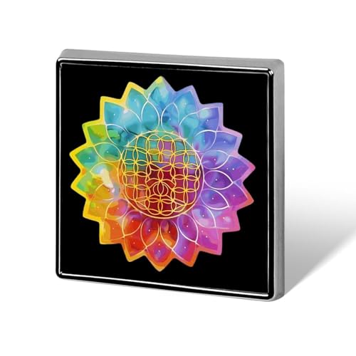 Regenbogen-Batik-Blume des Lebens, lustige Anstecknadeln, Knopf, Brosche, Abzeichen, Hut, Kleidung, Tasche, Schmuck für Männer und Frauen von KWQDOZF