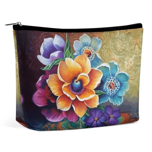 Reise-Kosmetiktasche, Blumen-Diamant-Malerei-Druck, tragbare Kosmetik-Reisetasche, einfache Kosmetiktasche, Kosmetiktasche für Geldbörse von KWQDOZF
