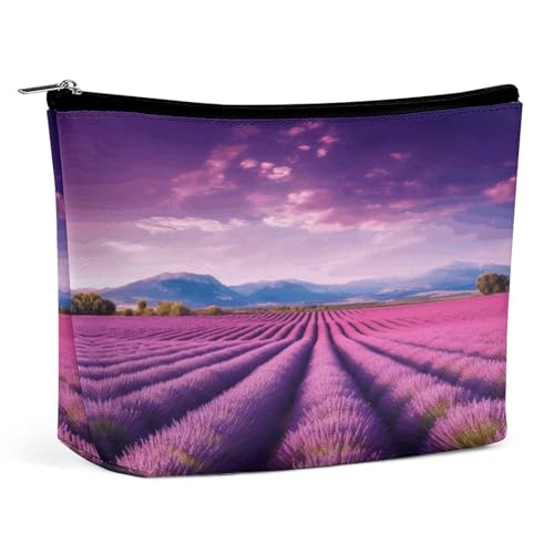 Reise-Kosmetiktasche, Lavendelfelder-Druck, tragbare Kosmetik-Reisetasche, einfache Kosmetiktasche, Kosmetiktasche für Geldbörse von KWQDOZF