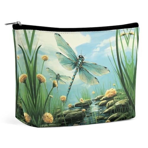 Reise-Kosmetiktasche, Libellen im Flug-Druck, tragbare Kosmetik-Reisetasche, einfache Kosmetiktasche, Kosmetiktasche für Geldbörse von KWQDOZF