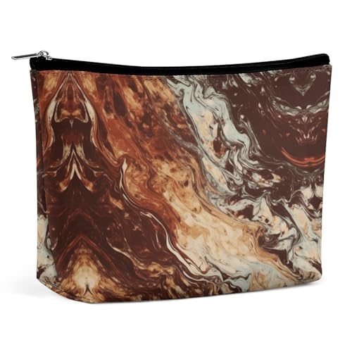 Reise-Kosmetiktasche, Marmor-Mix-Braun-Druck, Hand-Kosmetik-Reisetasche, einfache Kosmetiktasche, Kosmetiktasche für Geldbörse von KWQDOZF