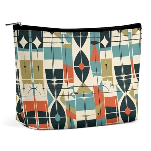 Reise-Kosmetiktasche, Moderne Mid-Century-Print-Handtasche für Kosmetik, einfache Kosmetiktasche, Kosmetiktasche für Geldbörse von KWQDOZF