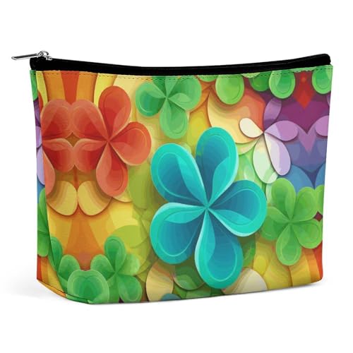 Reise-Kosmetiktasche, Regenbogen-Kreis-Kleeblatt-Druck, tragbare Kosmetik-Reisetasche, einfache Kosmetiktasche, Kosmetiktasche für Geldbörse von KWQDOZF