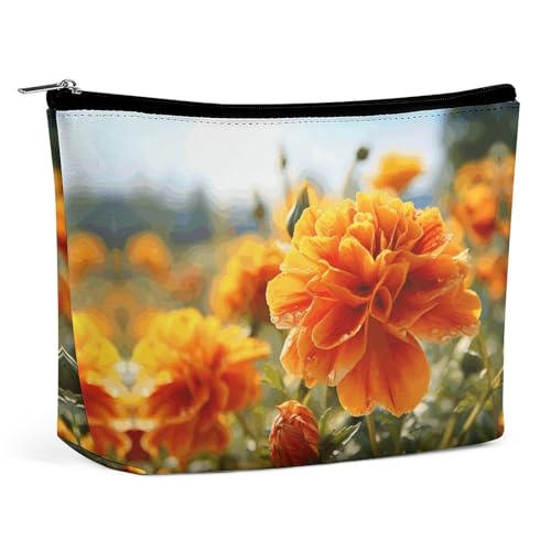 Reise-Kosmetiktasche, Ringelblumen-Herbstblumen-Druck, tragbare Kosmetik-Reisetasche, einfache Kosmetiktasche, Kosmetiktasche für Geldbörse von KWQDOZF