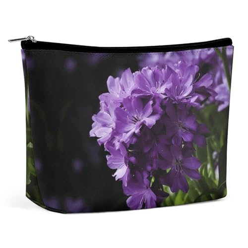 Reise-Kosmetiktasche, lila Blumendruck, tragbare Kosmetik-Reisetasche, einfache Kosmetiktasche, Kosmetiktasche für Geldbörse von KWQDOZF