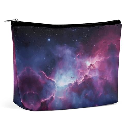 Reise-Kosmetiktasche, lila-blaues Galaxy-Print, tragbare Kosmetik-Reisetasche, einfache Kosmetiktasche, Kosmetiktasche für Geldbörse von KWQDOZF