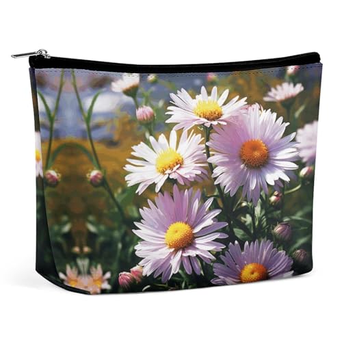 Reise-Kosmetiktasche,Gänseblümchen-Pflanzen-Druck,Handtasche für Kosmetikreisen,einfache Kosmetiktasche,Kosmetiktasche für Geldbörse von KWQDOZF