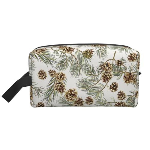 Reise-Kulturbeutel mit Tannenzapfen, personalisierte Reise-Make-up-Tasche mit Tannenzapfen, große Kapazität mit Reißverschluss, tragbarer Reise-Kulturbeutel in mehreren Stilen, Geschenkidee für Männer von KWQDOZF