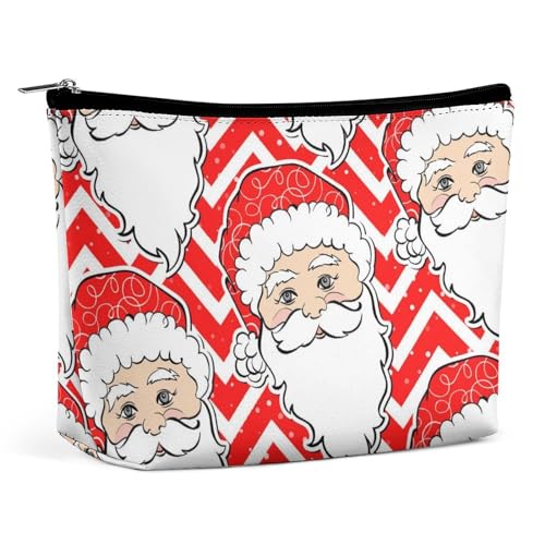 Reise-Make-up-Tasche, tragbare Kosmetiktasche, wasserdichte Make-up-Tasche mit großer Kapazität, Reißverschlusstasche für Reiseutensilien für Frauen, Frohe Weihnachten, Weihnachtsmann von KWQDOZF