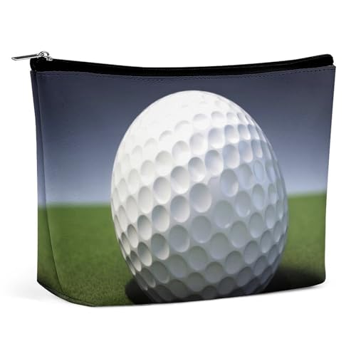 Reise-Make-up-Tasche mit Golfball-Motiv, PU-Leder, Kosmetiktasche für Damen, tragbarer Handtaschenverschluss-Organizer von KWQDOZF