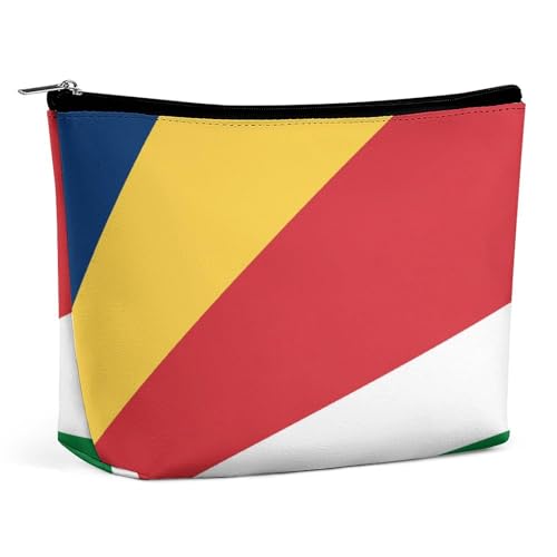 Reise-Make-up-Tasche mit Seychellen-Flagge für die Handtasche, wasserdichter Kosmetik-Organizer für Frauen und Mädchen von KWQDOZF