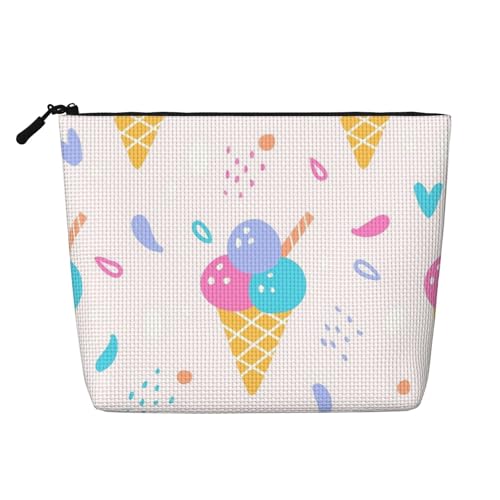 Reise-Make-up-Tasche mit großem Fassungsvermögen für Damen, Motiv: Köstliches EIS, wasserdicht, einlagig, tragbar, aus Hanfimitat, mit Reißverschluss von KWQDOZF