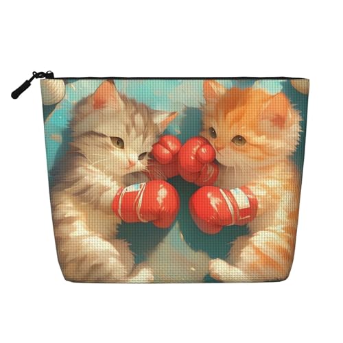 Reise-Make-up-Tasche mit großem Fassungsvermögen für Damen, wasserdichte, einlagige, tragbare Kosmetiktasche aus Hanfimitat mit Reißverschluss, Kosmetik-Organizer-Tasche von KWQDOZF