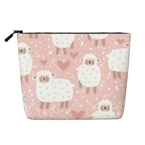 Rosa Mianyang Reise-Make-up-Tasche mit großer Kapazität für Damen, wasserdichte einlagige tragbare Kosmetiktasche aus Hanfimitat mit Reißverschluss von KWQDOZF