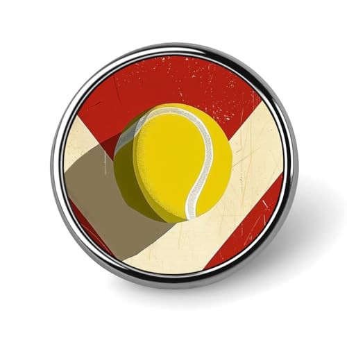 Roter Hintergrund mit Tennisball, runde Brosche, Anstecknadel, Revers, Krawattennadel für Damen und Herren, Büroangestellte, Lehrer, Dekoration Roter Hintergrund mit Tennisball, runde Brosche, Anstecknadel, Revers, Krawattennadel für Damen und Herren, Büroangestellte, Lehrer, Dekoration von KWQDOZF