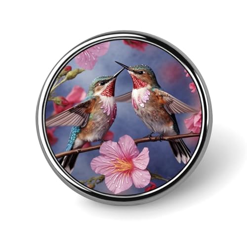 Runde Anstecknadeln aus Aluminiumlegierung für Herren, Broschen mit Kolibri-Motiven, elegante Anstecknadel für Damen, modische Anstecker, Broschenabzeichen für Hüte, Jacken, Hemden von KWQDOZF