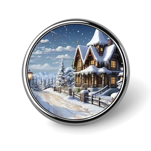 Runde Anstecknadeln aus Aluminiumlegierung für Herren, Broschen mit Weihnachts- und Wintermotiven, elegante Anstecknadel für Damen, modische Anstecker, Broschen für Hüte, Jacken, Hemden von KWQDOZF