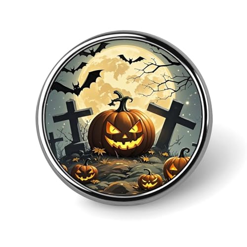 Runde Anstecknadeln aus Aluminiumlegierung für Herren, Fledermäuse und Kürbisse, elegante Anstecknadel für Damen, modische Anstecker, Broschen für Hüte, Jacken, Hemden von KWQDOZF