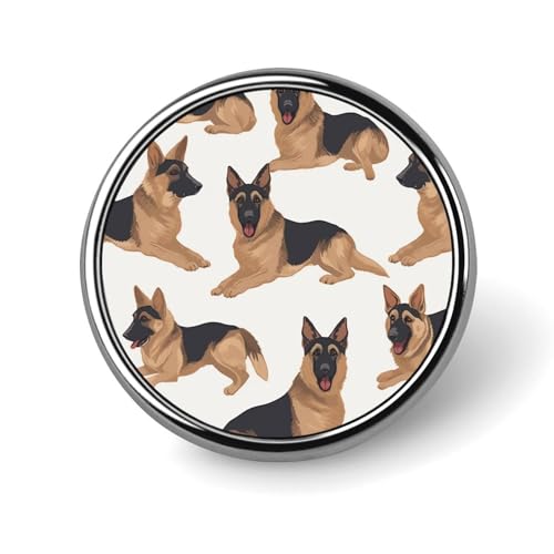 Runde Anstecknadeln aus Aluminiumlegierung für Herren, Schäferhund-Broschen, elegante Anstecknadel für Damen, modische Anstecknadeln für Hüte, Jacken, Hemden von KWQDOZF