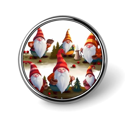 Runde Anstecknadeln aus Aluminiumlegierung für Herren, Weihnachts-Broschen mit lustigen Zwergen, elegante Anstecknadel für Damen, modische Anstecker für Hüte, Jacken und Hemden von KWQDOZF