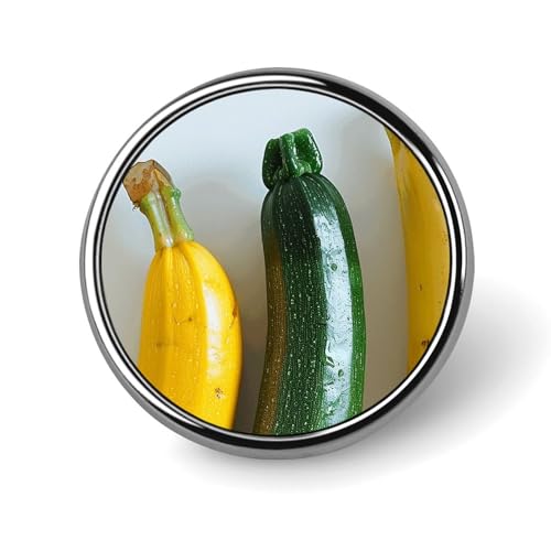 Runde Anstecknadeln aus Aluminiumlegierung für Herren, Zucchini- und Bananenbroschen, elegante Anstecknadel für Damen, modische Anstecker, Broschenabzeichen für Hüte, Jacken, Hemden von KWQDOZF