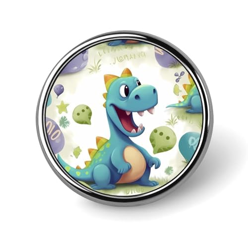 Runde Anstecknadeln aus Aluminiumlegierung für Herren, süße Dinosaurier-Broschen, elegante Anstecknadel für Damen, modische Anstecker, Broschenabzeichen für Hüte, Jacken, Hemden von KWQDOZF