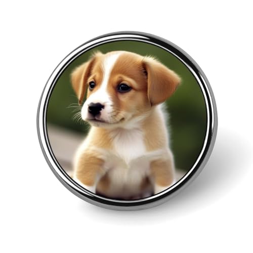 Runde Anstecknadeln aus Aluminiumlegierung für Herren, süße Hundebroschen, elegante Anstecknadel für Damen, modische Anstecker für Hüte, Jacken und Hemden von KWQDOZF