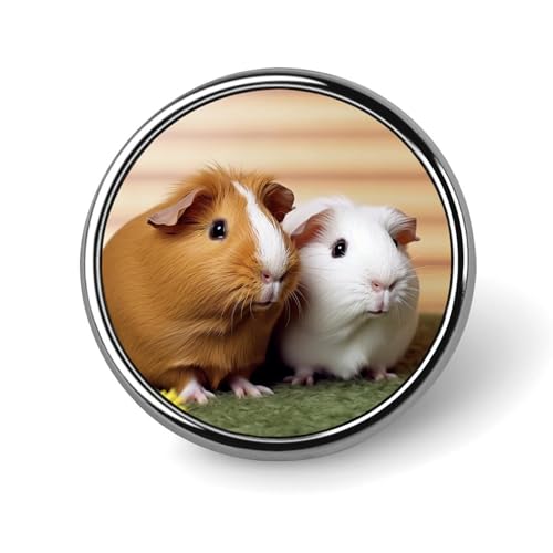 Runde Anstecknadeln aus Aluminiumlegierung für Herren, süße Meerschweinchen-Broschen, elegante Anstecknadel für Damen, modische Anstecker, Broschenabzeichen für Hüte, Jacken, Hemden von KWQDOZF