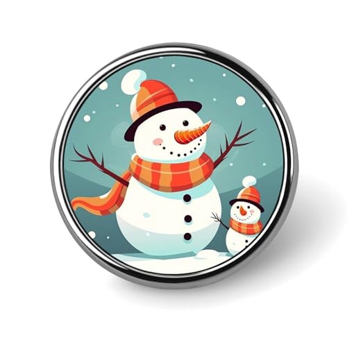 Runde Anstecknadeln aus Aluminiumlegierung für Herren, süße Weihnachts-Schneemann-Broschen, elegante Anstecknadel für Damen, modische Anstecker für Hüte, Jacken, Hemden von KWQDOZF