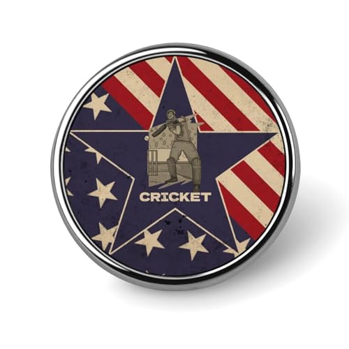 Runde Brosche im Vintage-Stil mit amerikanischer Cricket-Flagge, Anstecknadel, Revers, Krawattennadel für Frauen und Männer, Büroangestellte, Lehrer, Dekoration Runde Brosche im Vintage-Stil mit amerikanischer Cricket-Flagge, Anstecknadel, Revers, Krawattennadel für Frauen und Männer, Büroangestellte, Lehrer, Dekoration von KWQDOZF