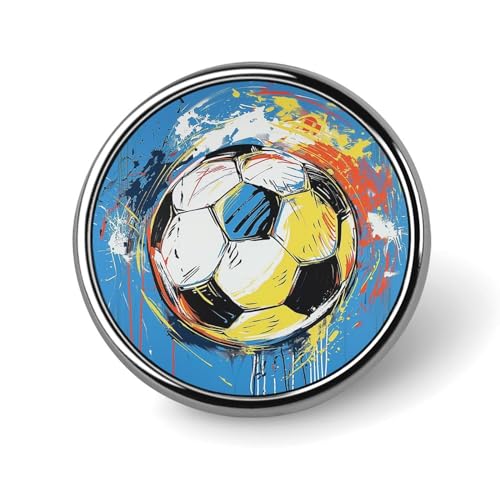 Runde Brosche mit Aquarell-Fußball-Graffiti-Motiv, Anstecknadel, Revers, Krawattennadel für Frauen und Männer, Büroangestellte, Lehrer, Dekoration Runde Brosche mit Aquarell-Fußball-Graffiti-Motiv, Anstecknadel, Revers, Krawattennadel für Frauen und Männer, Büroangestellte, Lehrer, Dekoration von KWQDOZF