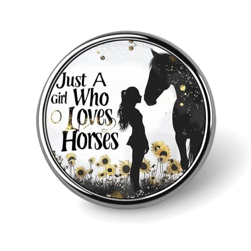 Runde Brosche mit Aufschrift „Just A Woman Who Loves Horses, Anstecknadel, Revers, Krawattennadel für Damen und Herren, Büroangestellte, Lehrer, Dekoration Runde Brosche mit Aufschrift „Just A Woman Who Loves Horses, Anstecknadel, Revers, Krawattennadel für Damen und Herren, Büroangestellte, Lehrer, Dekoration von KWQDOZF